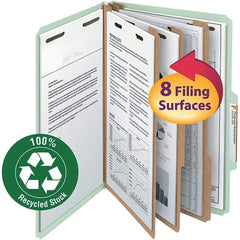 SMEAD - 14-5/8 x 9-1/2", Legal, Gray/Green, Classification Folders with Top Tab Fastener - 25 Point Stock, Right of Center Tab Cut Location - Benchmark Tooling