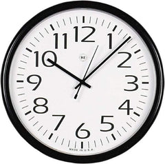 UNIVERSAL - 12 Inch Diameter, White Face, Dial Wall Clock - Analog Display, Black Case, Runs on AA Battery - Benchmark Tooling