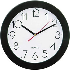 UNIVERSAL - 7-3/4 Inch Diameter, White Face, Dial Wall Clock - Analog Display, Black Case, Runs on AA Battery - Benchmark Tooling