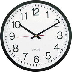 UNIVERSAL - 11-1/2 Inch Diameter, White Face, Dial Wall Clock - Analog Display, Black Case, Runs on AA Battery - Benchmark Tooling