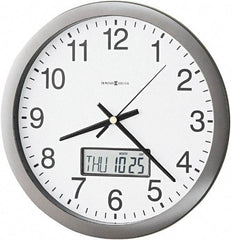 Howard Miller - 12 Inch Diameter, White Face, Dial Wall Clock - Analog Display, Gray Case, Runs on AA Battery - Benchmark Tooling