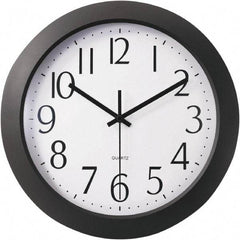 Universal One - 9-1/2 Inch Diameter, White Face, Dial Wall Clock - Analog Display, Black Case, Runs on AA Battery - Benchmark Tooling