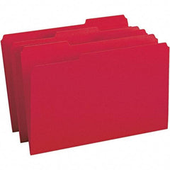 SMEAD - 14-5/8 x 9-1/2", Legal, Red, File Folders with Top Tab - 11 Point Stock, Assorted Tab Cut Location - Benchmark Tooling