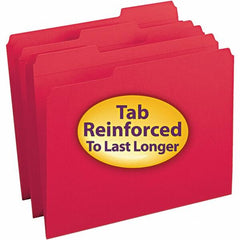 SMEAD - 11-5/8 x 9-1/2", Letter Size, Red, File Folders with Top Tab - 11 Point Stock, Assorted Tab Cut Location - Benchmark Tooling