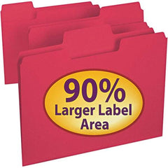 SMEAD - 11-5/8 x 9-1/2", Letter Size, Red, File Folders with Top Tab - 11 Point Stock, Assorted Tab Cut Location - Benchmark Tooling