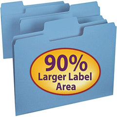 SMEAD - 11-5/8 x 9-1/2", Letter Size, Blue, File Folders with Top Tab - 11 Point Stock, Assorted Tab Cut Location - Benchmark Tooling