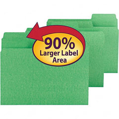 SMEAD - 11-5/8 x 9-1/2", Letter Size, Green, File Folders with Top Tab - 11 Point Stock, Assorted Tab Cut Location - Benchmark Tooling