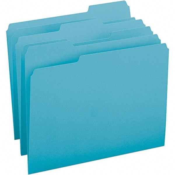 SMEAD - 11-5/8 x 9-1/2", Letter Size, Teal, File Folders with Top Tab - 11 Point Stock, Assorted Tab Cut Location - Benchmark Tooling