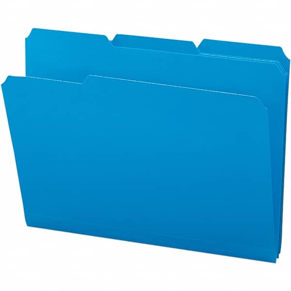 SMEAD - 11-5/8 x 9-1/2", Letter Size, Blue, File Folders with Top Tab - Assorted Tab Cut Location - Benchmark Tooling