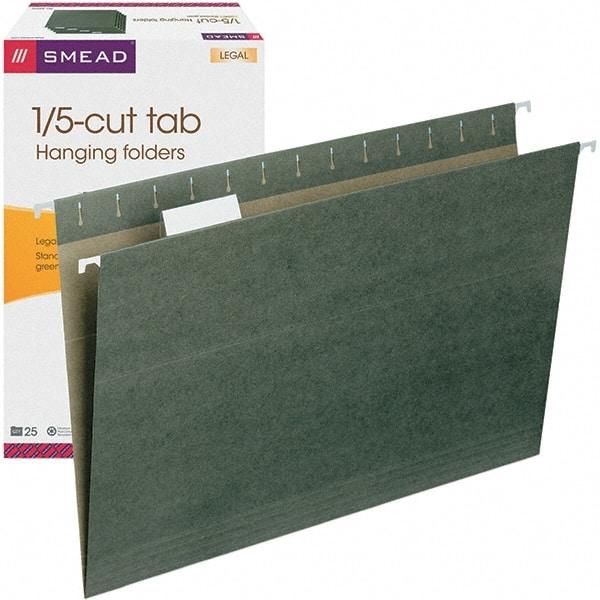 SMEAD - 14-5/8 x 9-1/2", Legal, Standard Green, Hanging File Folder - 11 Point Stock, 1/5 Tab Cut Location - Benchmark Tooling