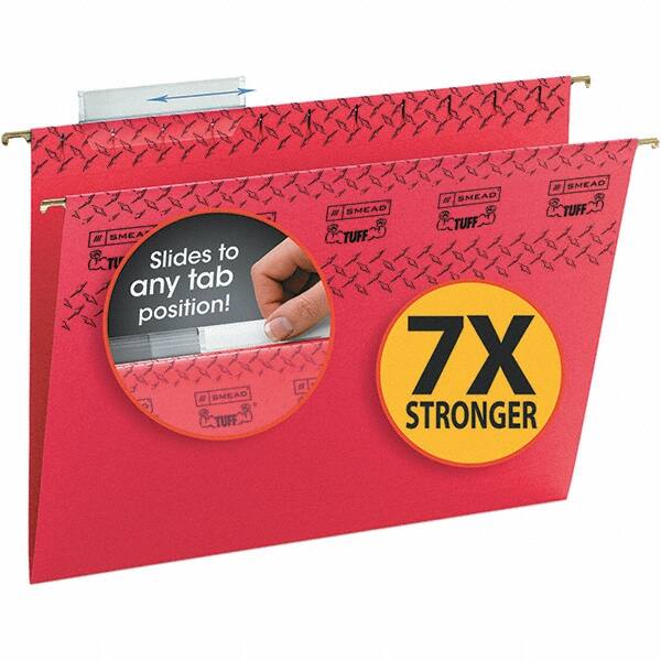 SMEAD - 12-1/4 x 9-1/2", Letter Size, Red, Hanging File Folder - 11 Point Stock, 1/3 Tab Cut Location - Benchmark Tooling