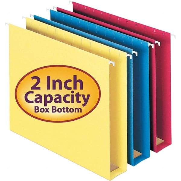 SMEAD - 12-1/4 x 9-1/2", Letter Size, Assorted Colors, Hanging File Folders with Box Bottom - 11 Point Stock, 1/5 Tab Cut Location - Benchmark Tooling