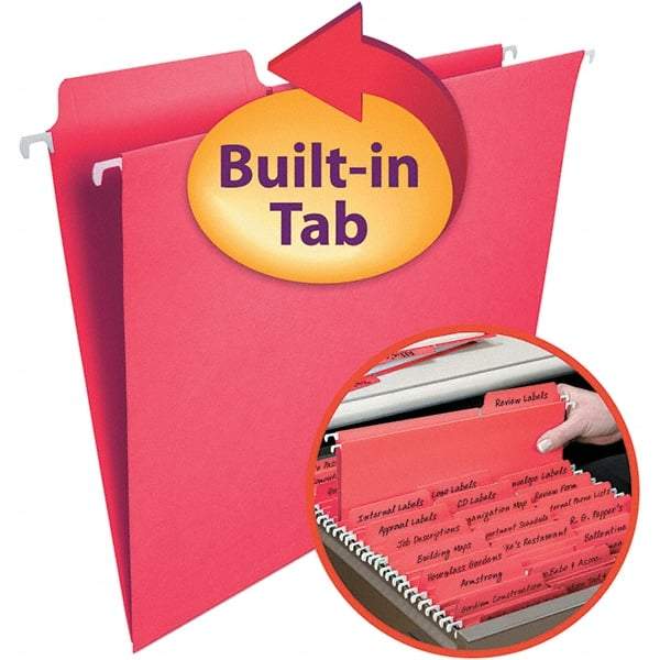 SMEAD - 12-1/4 x 9-1/2", Letter Size, Red, Hanging File Folder - 11 Point Stock, 1/3 Tab Cut Location - Benchmark Tooling