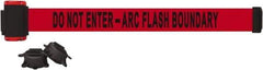 Banner Stakes - 7' Long x 2-1/2" Wide Nylon/Polyester Magnetic Wall Mount Barrier - Black on Red - Benchmark Tooling