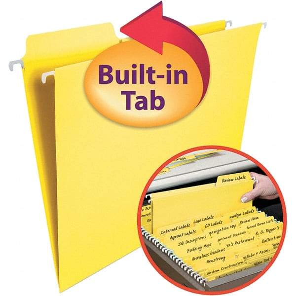 SMEAD - 12-1/4 x 9-1/2", Letter Size, Yellow, Hanging File Folder - 11 Point Stock, 1/3 Tab Cut Location - Benchmark Tooling