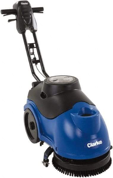 Clarke - 15" Cleaning Width, Battery Powered Floor Scrubber - 0.33 hp, 150 RPM, 3.5 Gal Tank Capacity - Benchmark Tooling