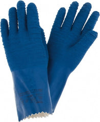 Chemical Resistant Gloves: 53 mil Thick, Latex-Coated, Supported, General Purpose Chemical-Resistant Blue, 13'' OAL, Crinkle, FDA Approved, ANSI Cut A2