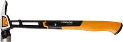 Fiskars - 22 oz Head, Straight Framing Hammer - 16" OAL, Forged Steel Head, 1-5/16" Face Diam, Milled Face - Benchmark Tooling