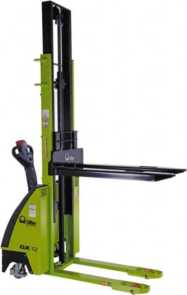 Vestil - 2,500 Lb Capacity, 89" Lift Height, Battery Operated Self-Propelled Electric Stacker - 45" Fork Length x 22" Fork Width - Benchmark Tooling