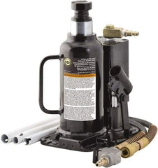 Omega Lift Equipment - 12 Ton Capacity Hydraulic Bottle Jack - 9-1/2" to 18-1/2" High, 9" Piston Stroke, 6-1/4" Long x 7-7/8" Wide Base - Benchmark Tooling