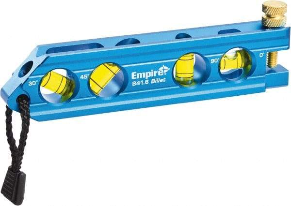 Empire Level - Magnetic 6" Long 4 Vial Torpedo Level - Metal, Blue, 1 Level, 1 Plumb & 1 30° & 1 45° Vials - Benchmark Tooling