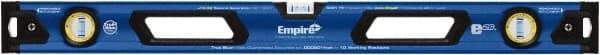 Empire Level - 32" Long 3 Vial Box Beam Level - Metal, Blue, 1 Level & 2 Plumb Vials - Benchmark Tooling