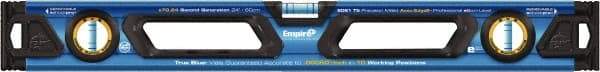 Empire Level - Magnetic 24" Long 3 Vial Box Beam Level - Metal, Blue, 1 Level & 2 Plumb Vials - Benchmark Tooling