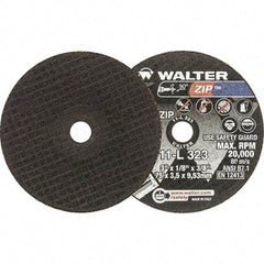 WALTER Surface Technologies - 3" 24 Grit Aluminum Oxide Cutoff Wheel - 1/8" Thick, 3/8" Arbor, 20,000 Max RPM, Use with Die Grinders - Benchmark Tooling
