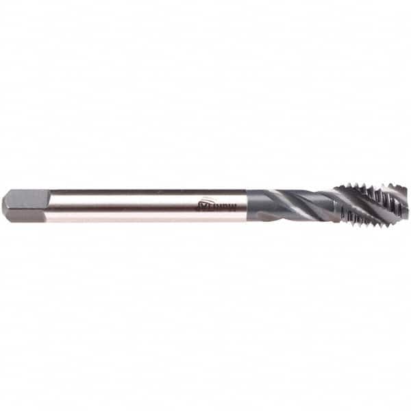 Emuge - 1-8 UNC 4 Flute 2B/3B Modified Bottoming Spiral Flute Tap - High Speed Steel, NE2 Finish, 6.299" OAL, Right Hand Flute, Right Hand Thread, Series CU533200 - Benchmark Tooling