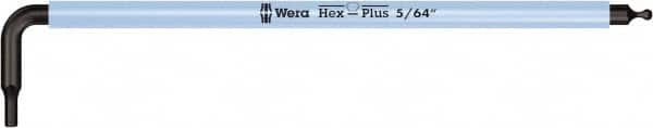 Wera - 5/64" Hex, Long Arm, Hex Key - 4" OAL, Cast Steel, Inch System of Measurement - Benchmark Tooling