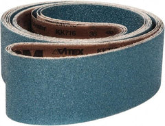 VSM - 2" Wide x 132" OAL, 36 Grit, Zirconia Alumina Abrasive Belt - Zirconia Alumina, Coarse, Coated, X Weighted Cloth Backing, Wet/Dry, Series ZK713X - Benchmark Tooling