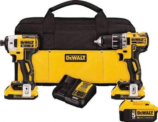 DeWALT - 20 Volt Cordless Tool Combination Kit - Includes Brushless Compact Drill/Driver & Impact Driver, Lithium-Ion Battery Included - Benchmark Tooling