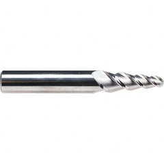 Emuge - 6° Taper Angle per Side, 4.28mm Small End Diam, 15mm LOC, Solid Carbide 3 Flute Tapered Ball End Mill - 62mm OAL, 6mm Shank Diam, Spiral Flute, 45° Helix - Benchmark Tooling