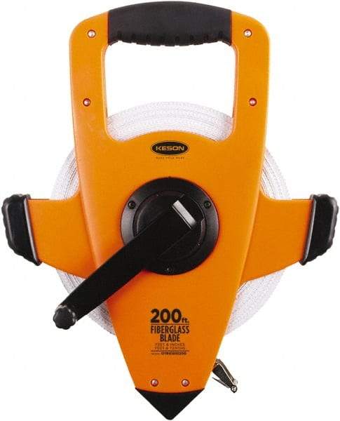 Keson - 200' x 1/2" Tape Measure - 1/8, 1/10 & 1/100" Graduation - Benchmark Tooling