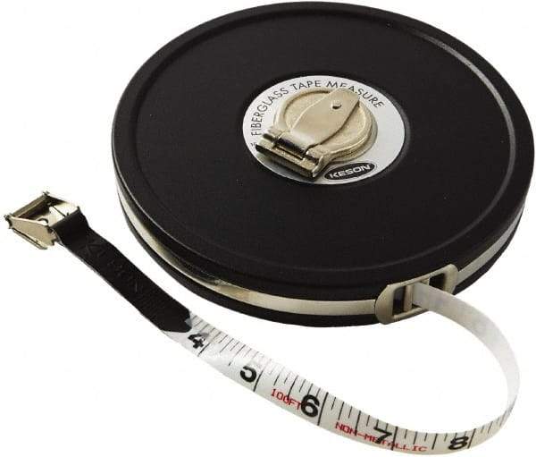 Keson - 100' x 1/2" Tape Measure - 1/8" Graduation - Benchmark Tooling