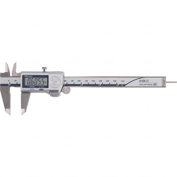 Mitutoyo - 0 to 6" Range 0.01mm Resolution, Electronic Caliper - Steel with 40mm Metal Jaws, 0.001" Accuracy - Benchmark Tooling