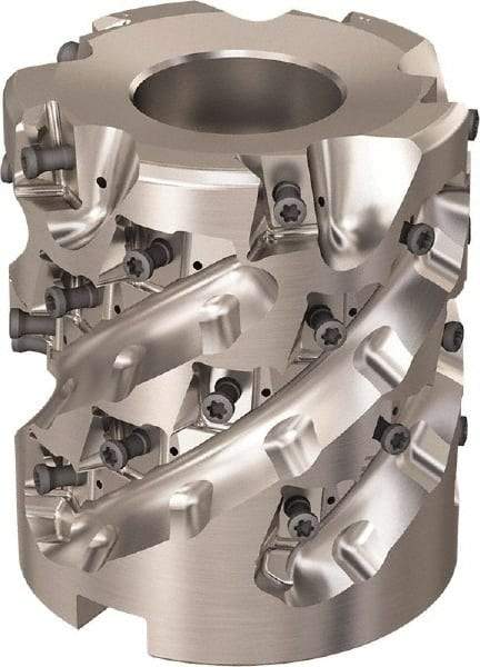 Seco - 30 Inserts, 3.1496" Cut Diam, 1.26" Arbor Diam, 69mm Max Depth of Cut, Indexable Square-Shoulder Face Mill - 90° Lead Angle, 3.5433" High, LOEX-12 Insert Compatibility, Through Coolant, Series Square T4-12 - Benchmark Tooling