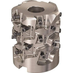 Seco - 25 Inserts, 2.4803" Cut Diam, 1.06" Arbor Diam, 58mm Max Depth of Cut, Indexable Square-Shoulder Face Mill - 90° Lead Angle, 2.9528" High, LOEX-12 Insert Compatibility, Through Coolant, Series Square T4-12 - Benchmark Tooling