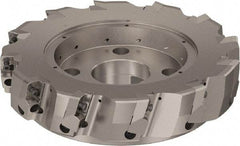 Seco - 12 Inserts, 250mm Cut Diam, 60mm Arbor Diam, 25mm Max Depth of Cut, Indexable Square-Shoulder Face Mill - 90° Lead Angle, 63mm High, ABEX 26.. Insert Compatibility, Through Coolant, Series R220.96 - Benchmark Tooling