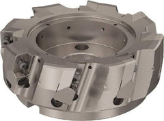 Seco - 8 Inserts, 160mm Cut Diam, 40mm Arbor Diam, 25mm Max Depth of Cut, Indexable Square-Shoulder Face Mill - 90° Lead Angle, 63mm High, ABEX 26.. Insert Compatibility, Through Coolant, Series R220.96 - Benchmark Tooling