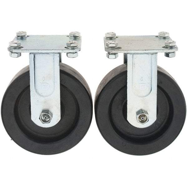 Value Collection - 6" Diam x 2" Wide x 7-39/64" OAH Top Plate Mount Rigid Caster - Polypropylene, 1,000 Lb Capacity, Sleeve Bearing, 3-7/8 x 4-1/2" Plate - Benchmark Tooling