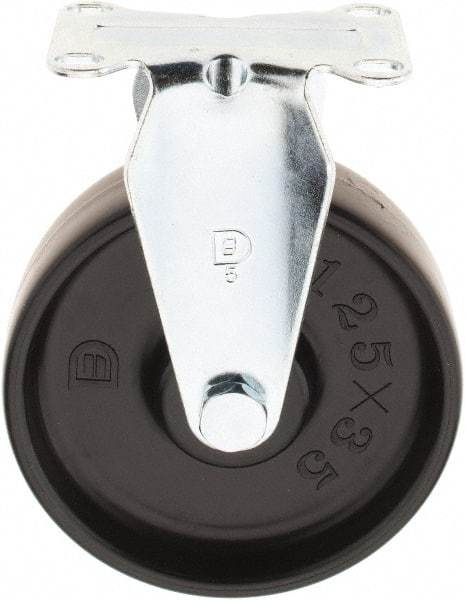 Value Collection - 5" Diam x 1-1/4" Wide x 6-15/64" OAH Top Plate Mount Rigid Caster - Polypropylene, 300 Lb Capacity, Sleeve Bearing, 2-3/8 x 3-5/8" Plate - Benchmark Tooling