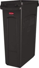 Rubbermaid - 23 Gal Brown Rectangle Trash Can - Polyethylene, None Graphic, 30" High x 22" Long x 11" Wide, Lid Not Included - Benchmark Tooling