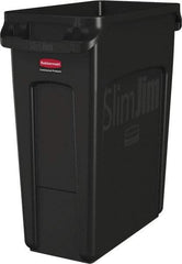 Rubbermaid - 16 Gal Black Rectangle Trash Can - Polyethylene, None Graphic, 25" High x 22" Long x 11" Wide, Lid Not Included - Benchmark Tooling