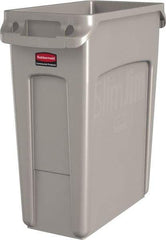 Rubbermaid - 16 Gal Beige Rectangle Trash Can - Polyethylene, None Graphic, 25" High x 22" Long x 11" Wide, Lid Not Included - Benchmark Tooling