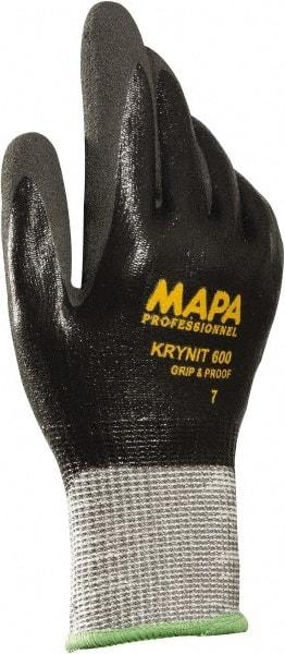 MAPA Professional - Size M (8), ANSI Cut Lvl 2, Puncture Lvl 3, Abrasion Lvl 4, Nitrile Coated HDPE Cut Resistant Gloves - Fully Coated Coated, HDPE Lining, Knit Wrist, Gray, Paired - Benchmark Tooling