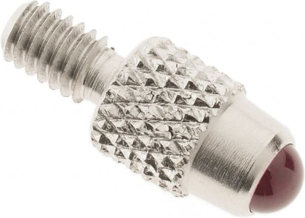 SPI - #4-48, 3mm Ball Diam, Ruby Cupped Ball Contact Point - 0.28" Contact Point Length, Use with Dial Indicators - Benchmark Tooling