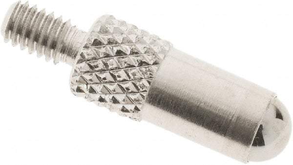 SPI - #4-48, 4mm Ball Diam, Carbide Cupped Ball Contact Point - 1/2" Contact Point Length, Use with Dial Indicators - Benchmark Tooling