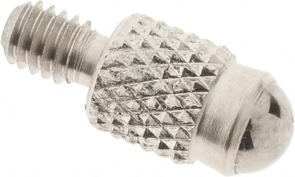 SPI - #4-48, 4mm Ball Diam, Carbide Cupped Ball Contact Point - 0.28" Contact Point Length, Use with Dial Indicators - Benchmark Tooling