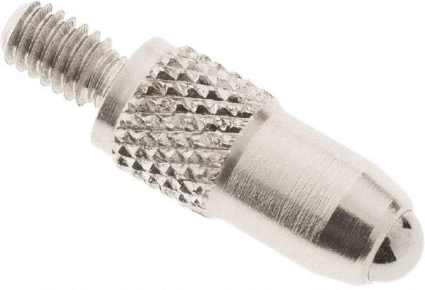 SPI - #4-48, 3mm Ball Diam, Carbide Cupped Ball Contact Point - 1/2" Contact Point Length, Use with Dial Indicators - Benchmark Tooling